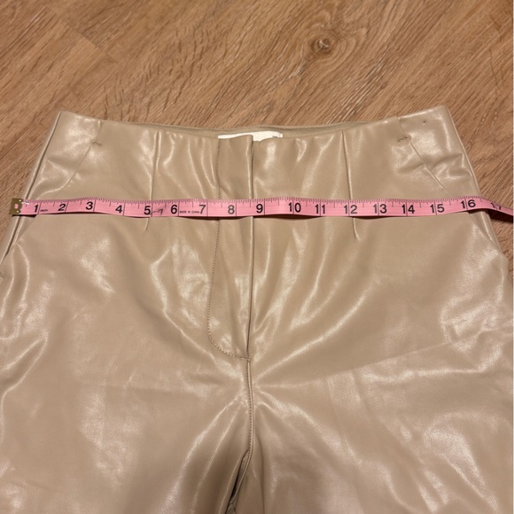 Abercrombie & Fitch Vegan Leather Beige Flare Pants - Picture 5 of 5